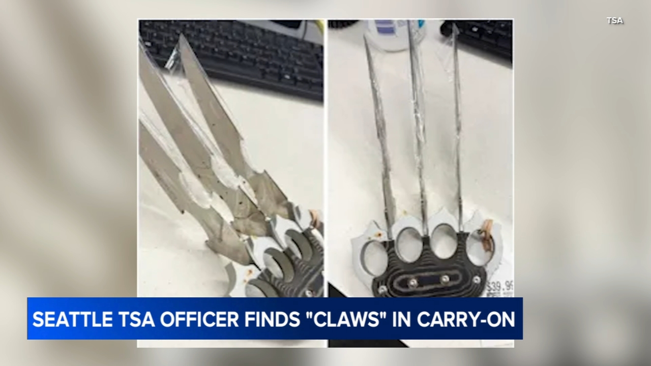 'Wolverine-style claws' discovered in carry-on bag at Seattle airport security: TSA
       — ABC7 Chicago (WLS-TV)
